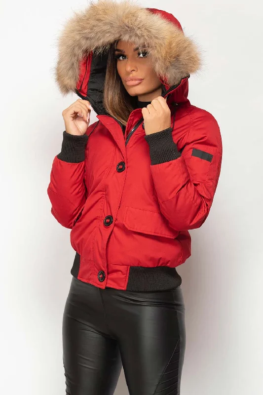 Unbeatable Prices Bomber Jacket With Natural Fur Hood