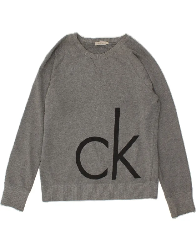 CALVIN KLEIN JEANS Womens Graphic Sweatshirt Jumper UK 16 Large Grey