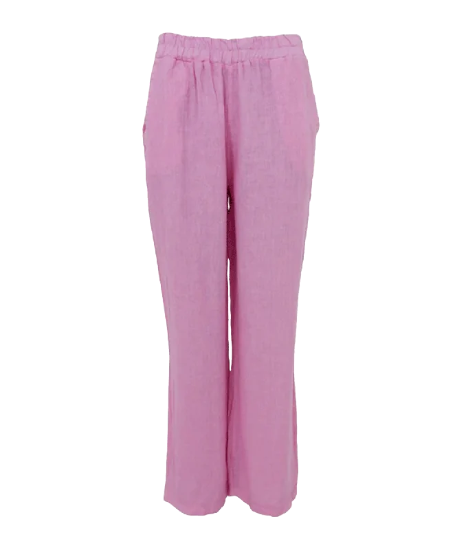 Melina Wide Linen Pant - Pink