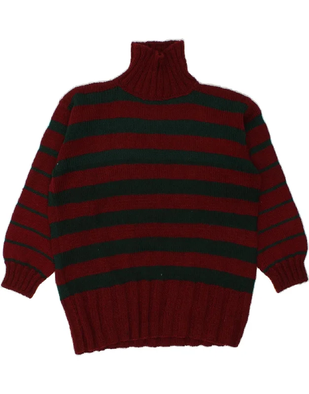 Super Savings VINTAGE Womens Longline Roll Neck Jumper Sweater UK 16 Large Burgundy