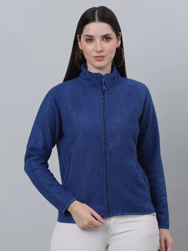 Deep Discounts Women's Casual Royal Blue Raglan Full Sleeve Zipthru Fleece Sweatshirt Deep Discounts Women's Casual Royal Blue Raglan Full Sleeve Zipthru Fleece Sweatshirt