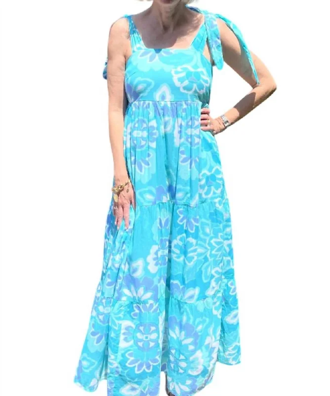 Rose Dress In Blooming Aqua Tile