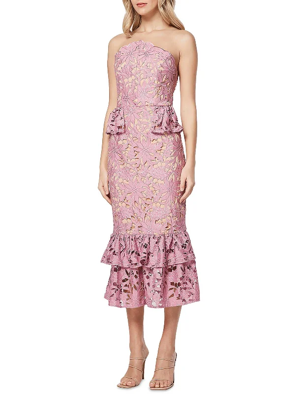 Special Buy Charter Womens Ruffled Midi Cocktail And Party Dress