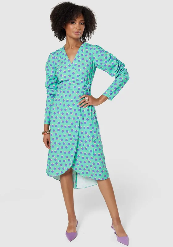 Savings Galore Closet London Spot Print Midi Wrap Style Dress, Mint Green