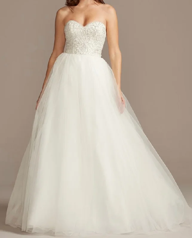 Hurry In David's Bridal Strapless Crystal Floral Bodice Wedding Dress