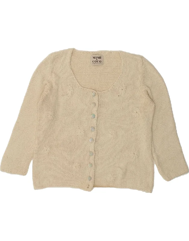 Discount Mania VINTAGE Womens 3/4 Sleeve Cardigan Sweater UK 16 Large Beige