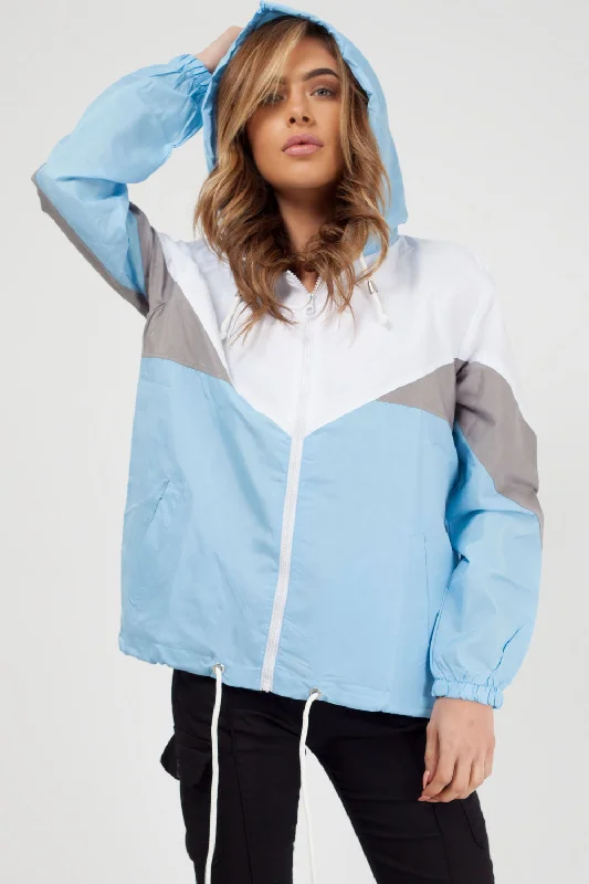 Fantastic Deals Hooded Windbreaker Sports Jacket Sky Blue