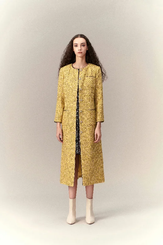 Stock Up and Save Checked Tweed Maxi Coat