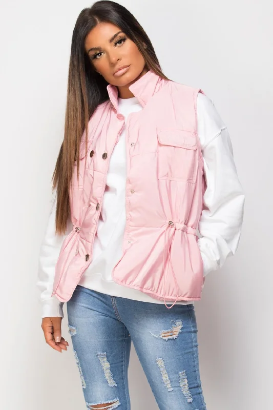 Bargain Bin Gilet With Drawstring Waist Pink
