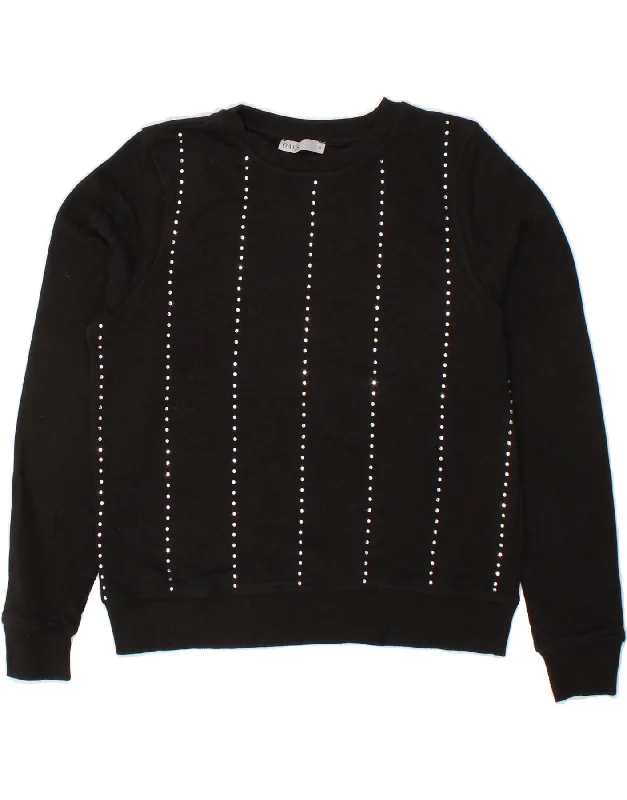Big Savings OASIS Womens Sweatshirt Jumper UK 10 Small Black Striped Cotton