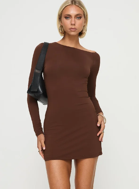 Final Markdown Kataline Long Sleeve Mini Dress Chocolate