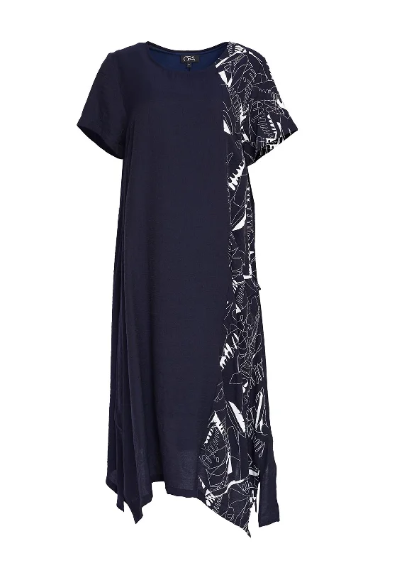 Bargain Prices Ora Print Panel Maxi Dress, Navy & White