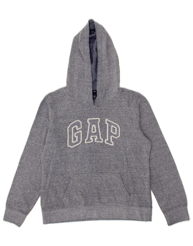 Clearance Sale GAP Womens Oversized Graphic Hoodie Jumper UK 10 Small Navy Blue Flecked