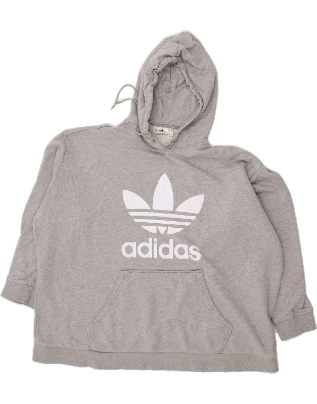 Don't Wait ADIDAS Womens Graphic Hoodie Jumper UK 32/34 4XL Grey Cotton
