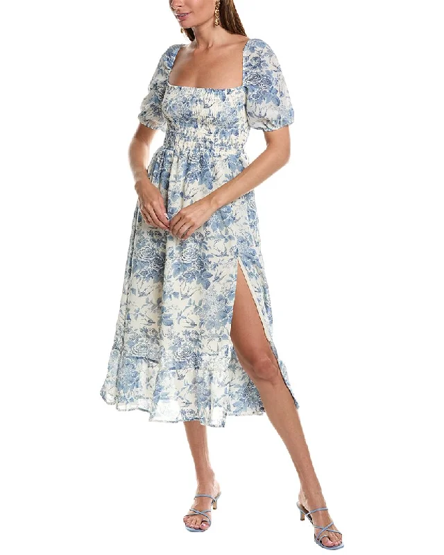 Year-End Clearance JL LUXE Smocked Midi Dress