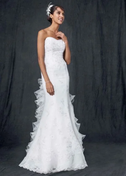 Limited Time Discount David's Bridal Strapless Sweetheart Organza Trumpet Gown Wedding