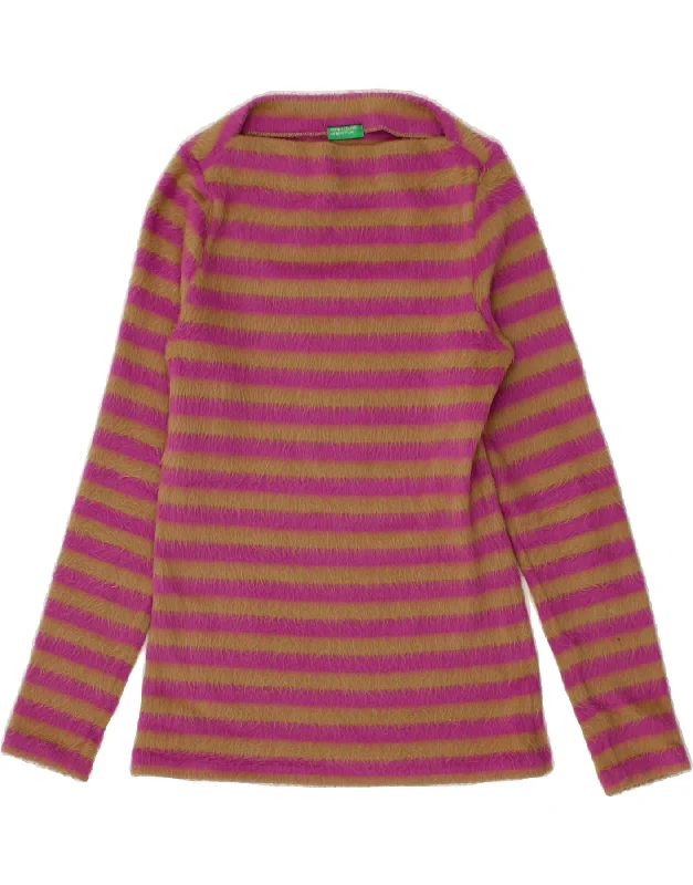 Weekend Special BENETTON Womens Boat Neck Jumper Sweater UK 10 Small Pink Striped Acrylic Weekend Special BENETTON Womens Boat Neck Jumper Sweater UK 10 Small Pink Striped Acrylic