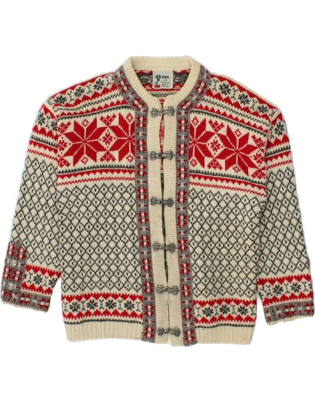 VOSS Womens Cardigan Sweater EU 42 Medium Red Fair Isle New Wool