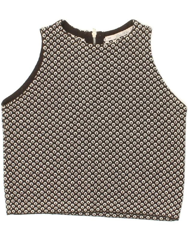 Final Clearance ZARA Womens Abstract Pattern Crop Vest Tank Top UK 10 Small Black