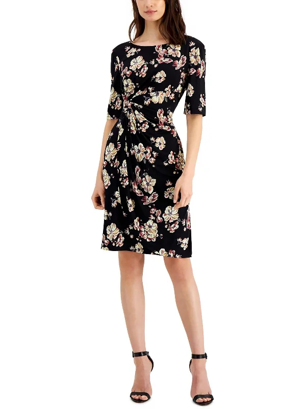 Great Deals Petites Womens Draped Polyester Sheath Dress