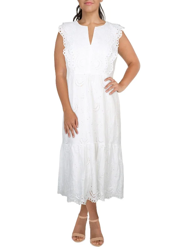 Womens Eyelet Cotton Maxi Dress