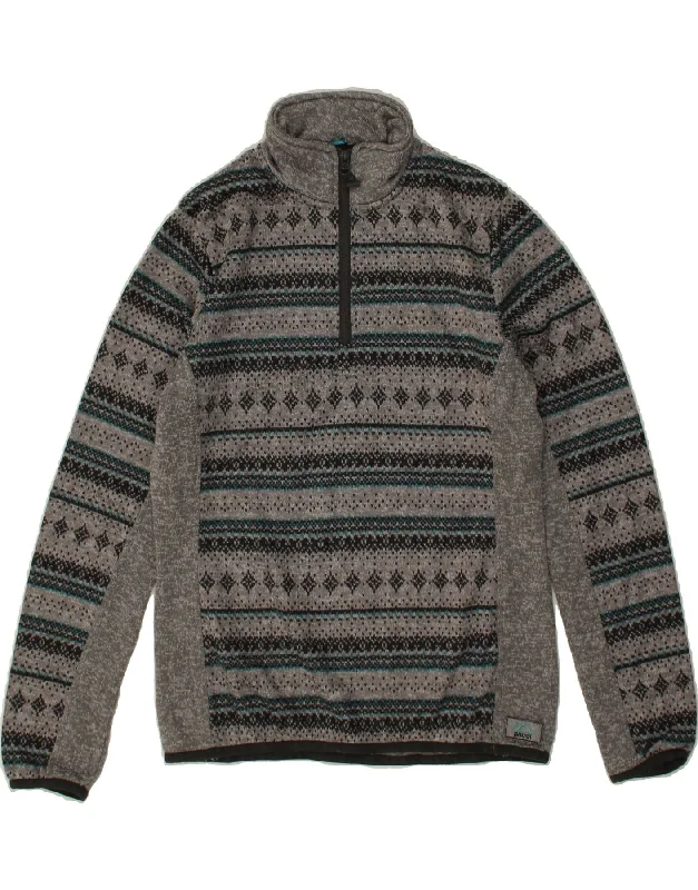Special Buy BRUGI Womens Zip Neck Sweatshirt Jumper UK 14 Medium Grey Fair Isle