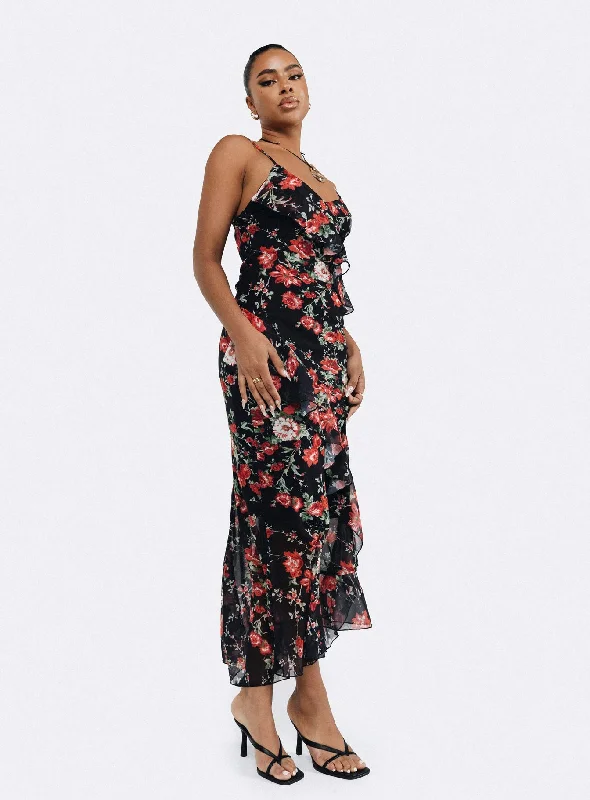 Big Discounts Ellian Maxi Dress Black / Multi