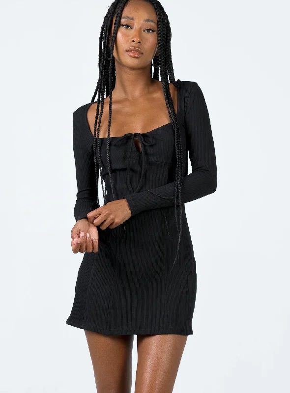 Price Cut Normandy Long Sleeve Mini Dress Black