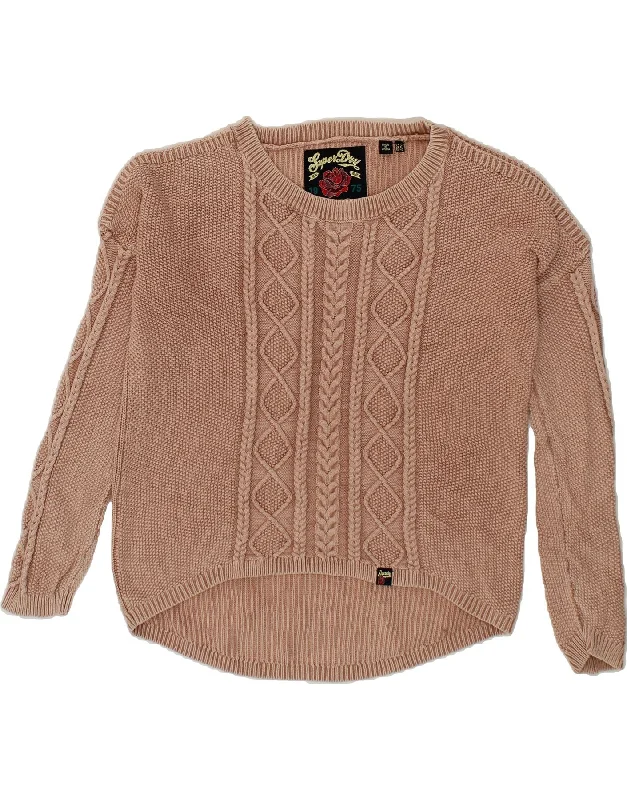 Today's Special SUPERDRY Womens Boat Neck Jumper Sweater UK 12 Medium  Pink Cotton