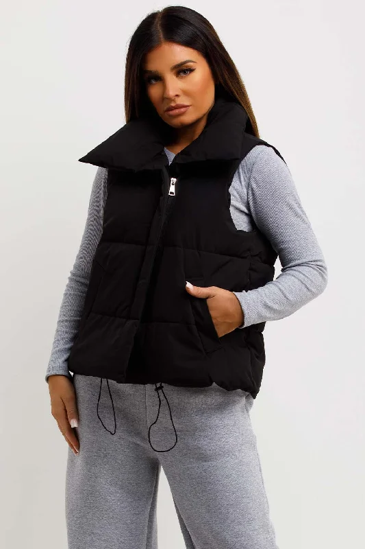 Final Markdown Black Puffer Duvet Gilet With Drawstrings