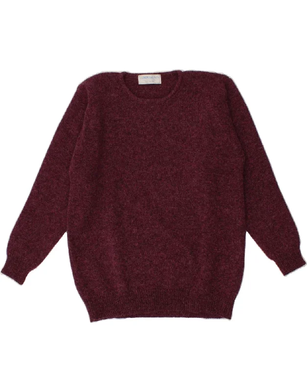 Shop and Save VINTAGE Womens Crew Neck Jumper Sweater UK 16 Large Maroon Flecked