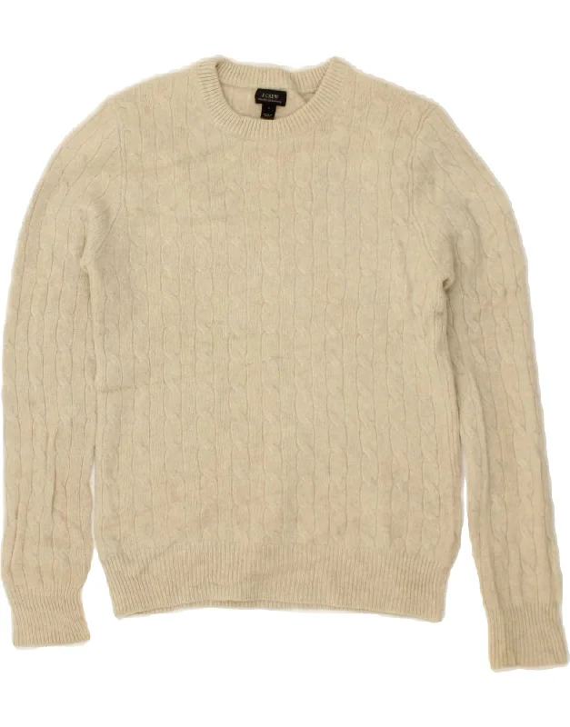 J. CREW Womens Crew Neck Jumper Sweater UK 10 Small Beige Cashmere