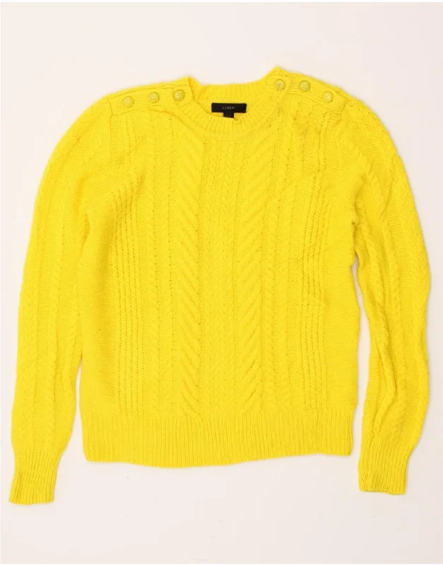 Early Access J. CREW Womens Crew Neck Jumper Sweater UK 10 Small Yellow Wool
