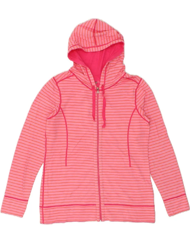 Take Advantage VINTAGE Womens Reversible Zip Hoodie Sweater UK 12 Medium Pink Striped