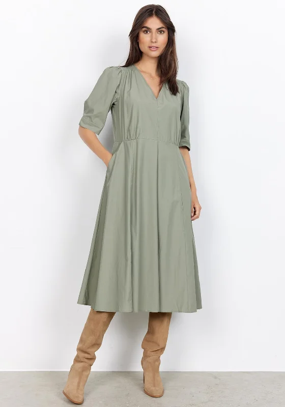 Low Prices Soyaconcept Netti A Line Midi Dress, Dusky Green