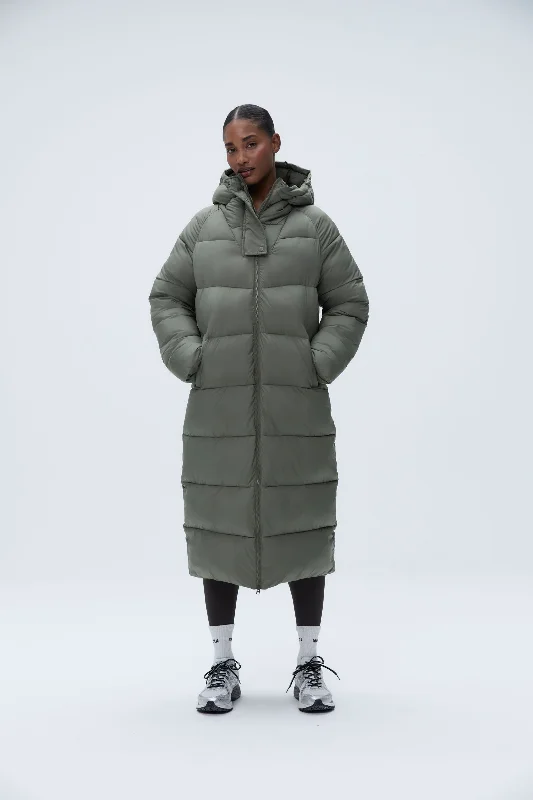 Reduced Prices Longline Puffer Jacket - Olive Green
