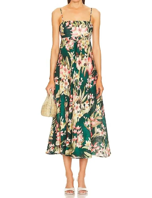 New Deals Lexi Bandeau Midi Dress In Green Palm