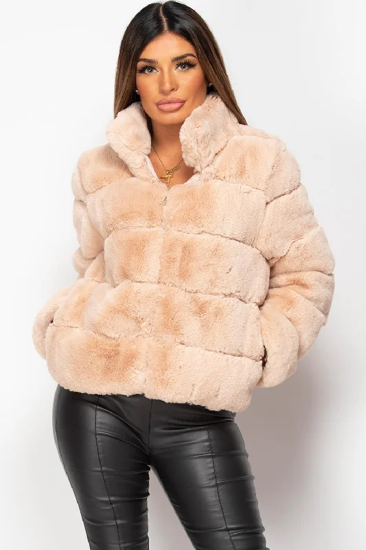 The Best Prices Faux Fur Coat Nude