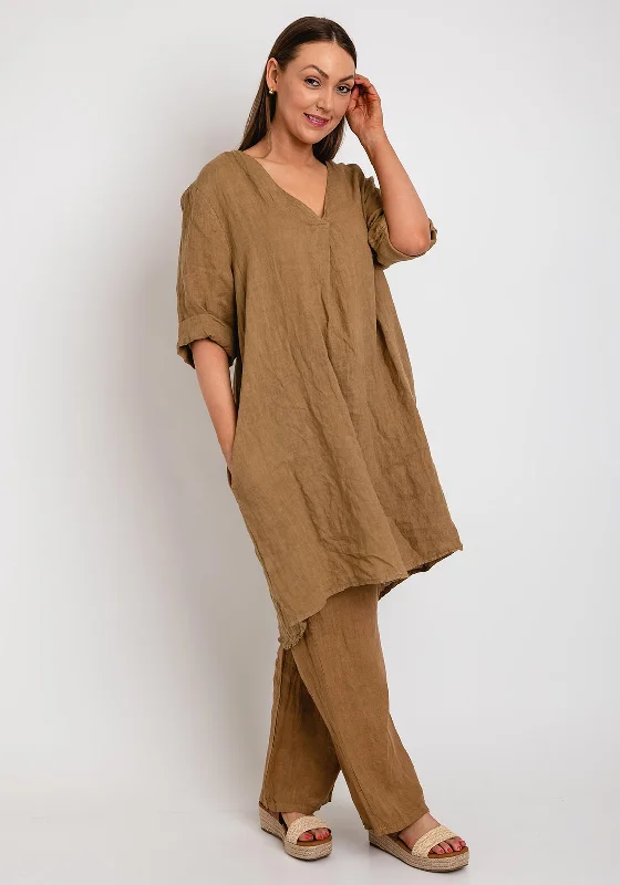 Serafina Collection One Size Tunic Dress, Taupe