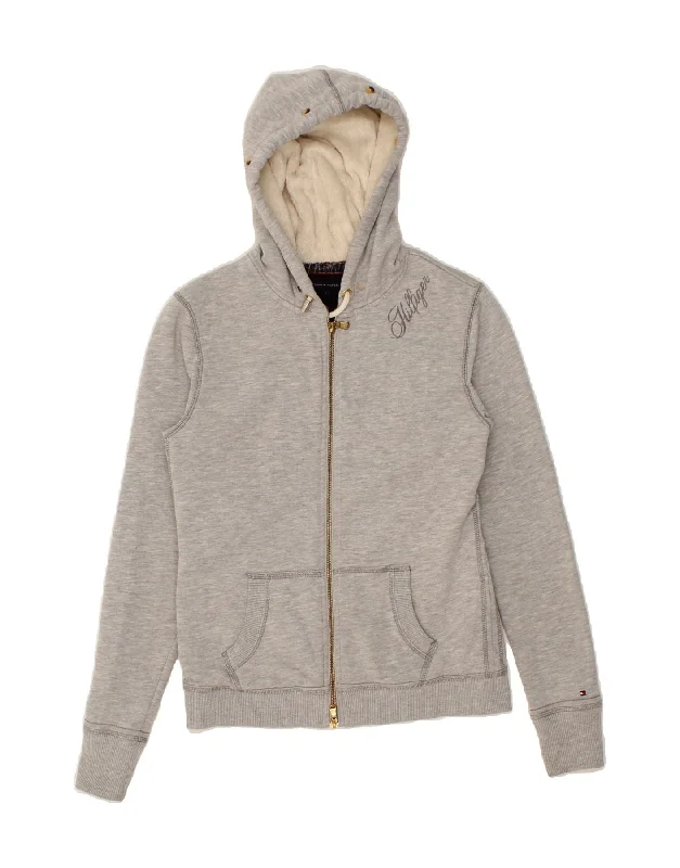 Price Reduction TOMMY HILFIGER Womens Graphic Zip Hoodie Sweater UK 10 Small Grey Cotton Price Reduction TOMMY HILFIGER Womens Graphic Zip Hoodie Sweater UK 10 Small Grey Cotton