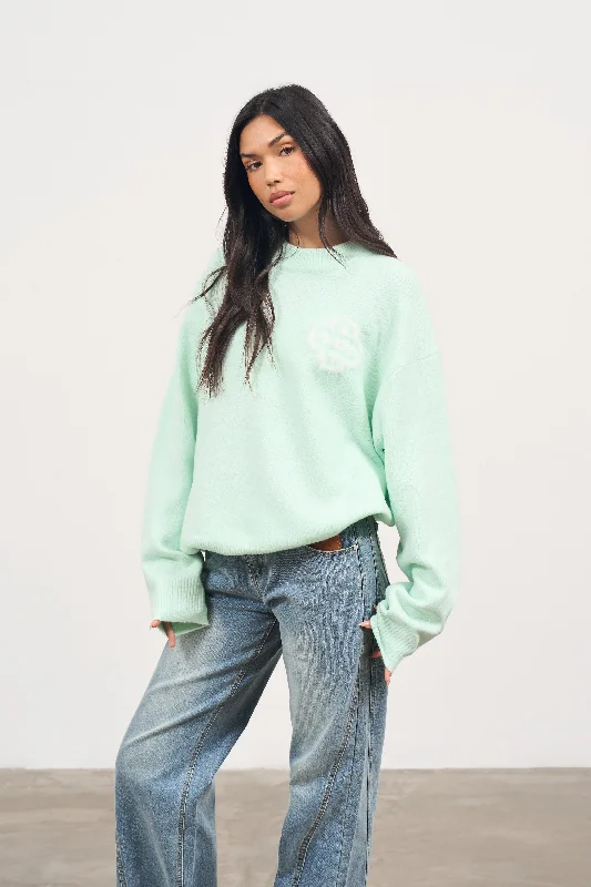 Price Drop FLUFFY EMBLEM KNITTED CREW - MINT