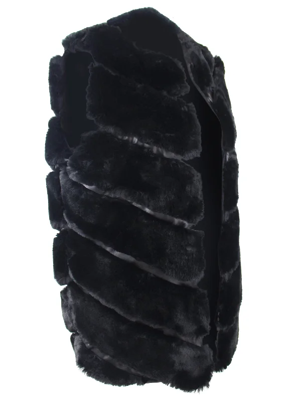 Year-End Sale Black Luxury Thick Faux Fur Sleeveless Vest