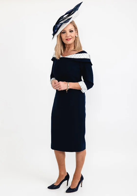 Lizabella Embellished Boat Neck Pencil Dress, Navy