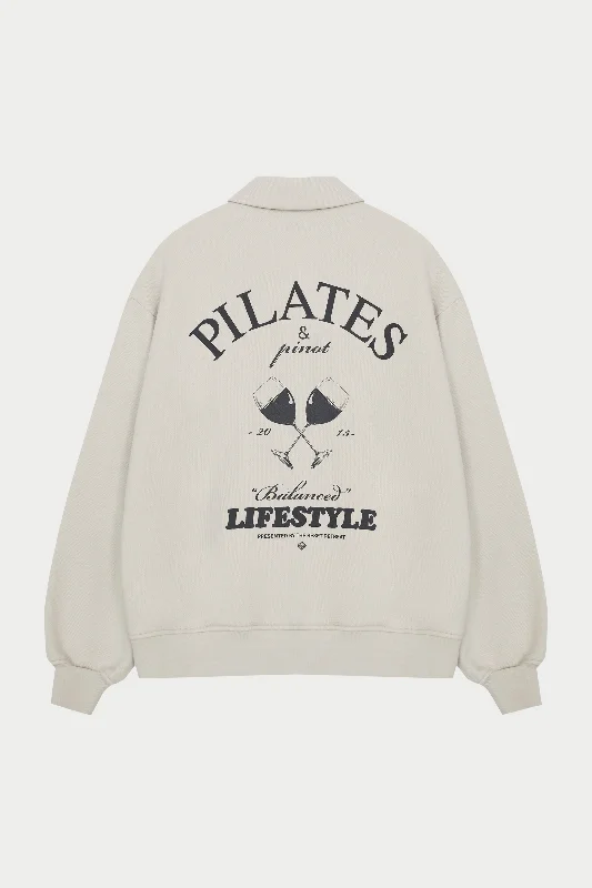 Quick Sale PILATES & PINOT BUTTON UP SWEATSHIRT - BONE