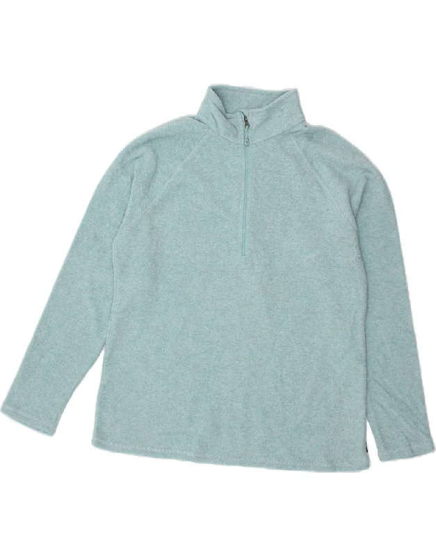 Super Sale EDDIE BAUER Womens Zip Neck Fleece Jumper UK 16 Large Blue Polyester