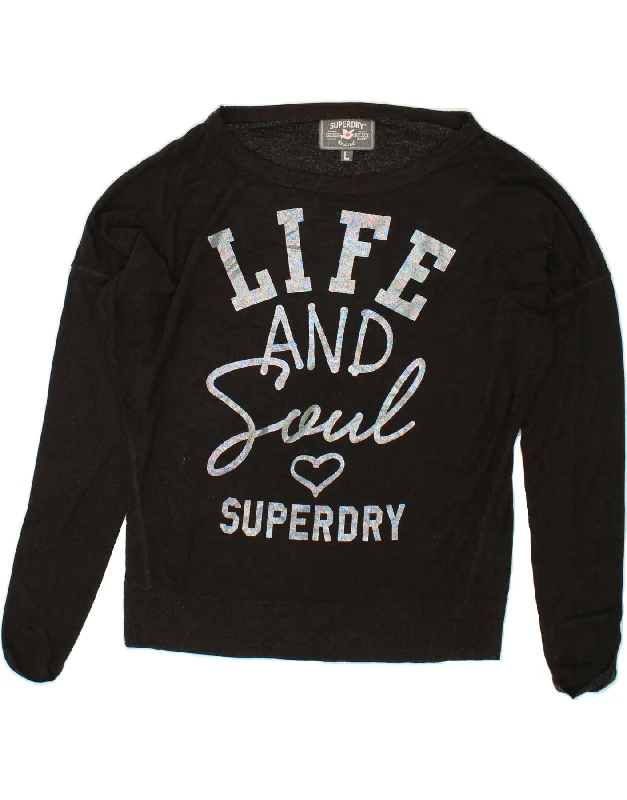 Must-Have Deals SUPERDRY Womens Oversized Graphic Sweatshirt Jumper UK 16 Large Black Must-Have Deals SUPERDRY Womens Oversized Graphic Sweatshirt Jumper UK 16 Large Black