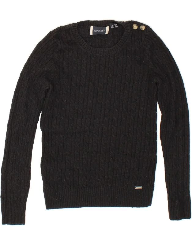 Special Discount SUPERDRY Womens Crew Neck Jumper Sweater UK 8 Small  Black