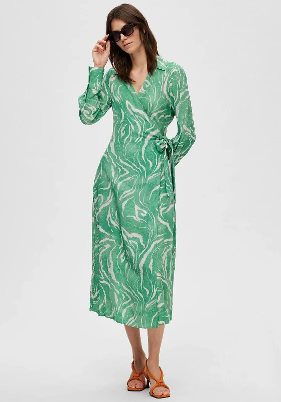 Deal Zone Selected Femme Sirine Wrap Maxi Dress, Absinthe Green