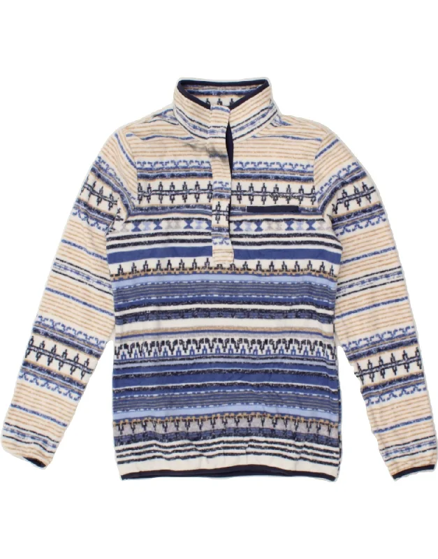Clearance Items COLUMBIA Womens Fleece Jumper UK 10 Small Blue Striped Polyester