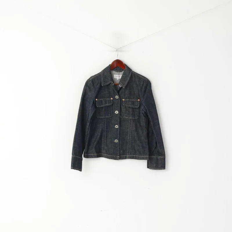 Early Access NEXT Women 10 38 S Denim Jacket Navy Cotton Jeans Pockets Buttoned Top